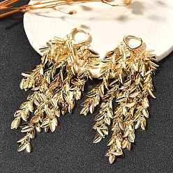 Лист Латунные серьги обруча, золотые, лист, 103x3 мм