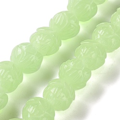 Vert Pâle Brins de perles sculptées en corail synthétique, teint, fleur, vert pale, 10x9.5mm, Trou: 1.2mm, Environ 19 pcs/chapelet, 7.09'' (18 cm)