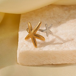 Золотой & Цвет Нержавеющей Стали Регулируемые 304 манжеты из нержавеющей стали для женщин, морская звезда, золотые и нержавеющая сталь цвет, размер США 7 1/4 (17.5 мм)