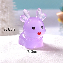 Лиловый Рождественские светящиеся украшения из микропейзажа из смолы, светится в темноте, олень, сирень, 28x23 мм