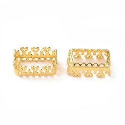 Golden Brass Sew on Prong Settings, Filigree Open Back Claw Settings for Pointed Back Rhinestone, Rectangle, Golden, Tray: 5x10mm, 11.5x6.5x5mm, Hole: 0.8mm