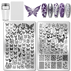 Бабочка 304 шаблоны для дизайна ногтей из нержавеющей стали своими руками, шаблонный инструмент, бабочка, 14.5x9.5 см, 2 шт / комплект