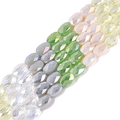 Темно-Серый Нити из гальванически покрытых искусственным нефритом и непрозрачных и прозрачных стеклянных бусин, смешанный стиль, овальные, с покрытием AB цвета, граненые, темно-серый, 5.5~6x4.5x3 мм, отверстие : 0.6~0.9 мм, около 56~63 шт / нитка, 13.58~15.55 дюйм (34.5~39.5 см)