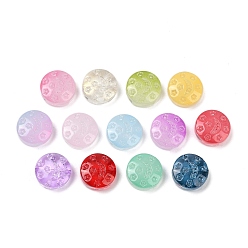(52) Непрозрачная лаванда Прозрачные стеклянные бусины, Плоский круглый с луной и звездой, спекающийся лак, разноцветные, 13x6 мм, отверстие : 1 мм