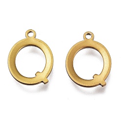 Letter Q Вакуумное покрытие pvd 304 подвески из нержавеющей стали, лазерная резка, алфавит, античная бронза, letter.q, 12.5x9.5x0.8 мм, отверстие : 1 мм