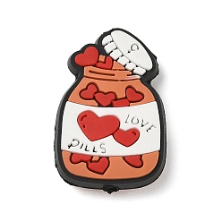 Bottle Perles en silicone pour la Saint-Valentin, perles focales, Sandy Brown, pilules d'amour en flacon, 29.5x20x8.5mm, Trou: 2mm