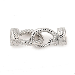 Платинированный Латунь раз по сравнению с застежками, без кадмия, без никеля и без свинца, Twist овальные, Реальная платина, овальный : 10x7x5.5 mm, внутренний диаметр: 3.5мм; застежки: 11.5x6x5.5мм, внутренний диаметр: 3.5 мм