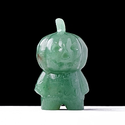 Зеленый Авантюрин Тема хэллоуина натуральный зеленый авантюрин тыква человек скульптура дисплей украшения, для домашнего офисного стола, 60x40 мм
