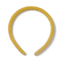 Gold Plastic Headbands, with Wool Yarn Wrapped, Hair Decorate Accessories, Gold, 12mm, Inner Diameter: 111mm