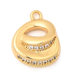 Letter E Латунные микро проложить кубического циркония прелести, без никеля , реальный 18 k позолоченный, Письмо E, 15x12.5x4 мм, отверстие : 1.6 мм