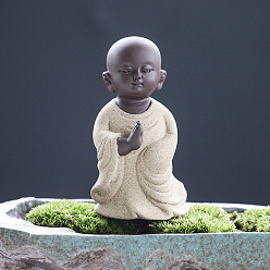 Светлый Золото-желтый Керамика статуя буддийского монаха, украшение для домашнего офиса по фэн-шуй, светлый золотарник желтый, 100x70 мм