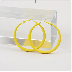 Желтый Серьги-кольца из сплава, окрашенные распылением, с 925 штырями стерлингового серебра, серебряные, желтые, 50 мм