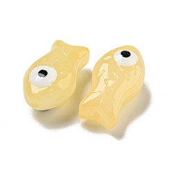 Золотистый Прозрачные стеклянные бусины ручной работы, бусины ручной работы, с эмалью, рыба, золотые, 21.5x11x8.5~10 мм, отверстие : 1.2~1.4 мм