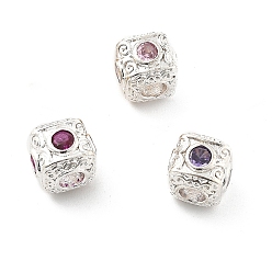 (52) Непрозрачная лаванда Латунные микро проложить кубического циркония бусы, долговечный, стойки покрытие, кубические, разноцветные, 8x8x7.5 мм, отверстие : 3.5 мм