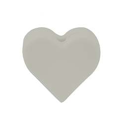 Gainsboro Heart Food Grade Silicone Beads, Gainsboro, 12x13.5mm