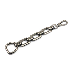 Черный Цвет Металла Цепочки для кошельков из сплава с d-застежками, закрытие для кошелька сумочкой, металлический черный , 180x4.6 мм, внутренний диаметр: 9/20x20 мм, ссылка1: 8мм, ссылка2: 24x19мм