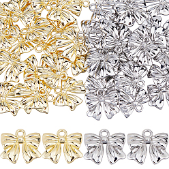 Платиновый & Золотой 40шт 2 цвета подвески из сплава с покрытием стойки, бантом, платиной и золотом, 16x17x3 мм, отверстие : 2 мм, 20 шт / цвет