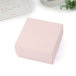 Розовый Картонная коробка для украшений из бумаги, подарочная упаковка, Для кольца, серьга, Ожерелье, с губкой внутри, квадратный, туманная роза, 8x8x4 см