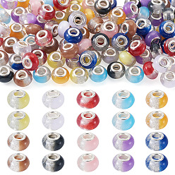 (52) Непрозрачная лаванда 100 шт. 10 цвета прозрачные бусины-рондель из смолы европейского дизайна, с блестящей пудрой и латунными сердечниками платинового тона, бусины с большим отверстием, разноцветные, 14x9 мм, отверстие : 5 мм, 10 шт / цвет