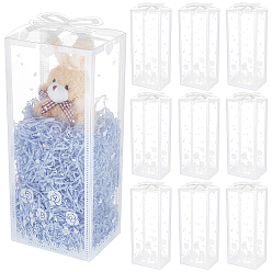 Цветок Прозрачные упаковочные коробки из ПВХ с печатью, прямоугольные складные ящики для хранения, цветок, 8x10.5x25 см