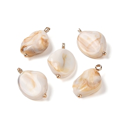 Сэнди Коричневый Акриловые подвески, имитация драгоценных камней, с медными петлями, овальные, песчаный коричневый, 21.5x13.5x6 мм, отверстие : 2 мм