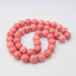 Light Coral Synthetic Turquoise Beads Strands, Dyed, Round, Light Coral, 8mm, Hole: 1mm, about 50pcs/strand, 15.7 inch