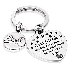 Stainless Steel Color Non-Tarnish Stainless Steel Heart Lettering Pendants Keychain, for Good Friend Graduation Gift Celebration, Stainless Steel Color, 5.2cm