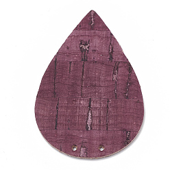 Purple Imitation Leather Pendants, teardrop, Purple, 47x31x1mm, Hole: 1mm