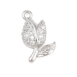 Платина Подвески из латуни с микро-паве ко Дню святого Валентина, прозрачные циркониевые подвески, , платина, 15x8.5x3 мм, отверстие : 1.2 мм