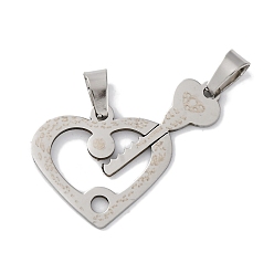Нержавеющая Сталь Цвет 201 подвески из нержавеющей стали, подвеска в виде сердца и ключа, лазерная резка, анти-тускнение, цвет нержавеющей стали, 25.5x30.5x1 мм, отверстие : 7x4 мм
