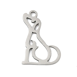 Нержавеющая Сталь Цвет 201 подвески из нержавеющей стали, собака прелести, цвет нержавеющей стали, 16.5x11x1 мм, отверстие : 1.5 мм