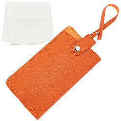 Шоколадный 1футляры для очков из поликарбоната и искусственной кожи, с тканью для чистки очков из замшевого волокна 1pc, прямоугольные, цвет шоколада, 199x95x9.5 мм