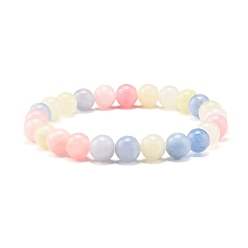 White Jade Natural White Jade(Dyed) Imitation Morganite Beads Stretch Bracelet for Men Women for Her, Beads: 8~8.5mm, Inner Diameter: 2-1/8 inch(5.3cm)