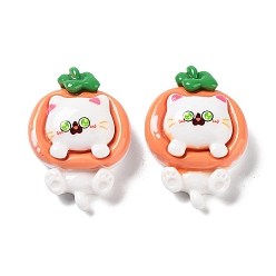 Other Fruits Мультяшный белый кот, смола декодирует кабошоны, милый котенок, мандарин, 31x22.5x11 мм