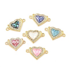 (52) Непрозрачная лаванда Подвески-сердечки с микропаве из латуни, прозрачные кубические цирконии и ракушки, с эмалью, реальный 18 k позолоченный, стойки покрытие, долговечный, без кадмия и без свинца, разноцветные, 11.5x17.5x2.5 мм, отверстие : 1.3 мм