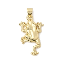 Настоящее золото 18K Подвески-лягушки из латуни, долговечный, стойки покрытие, без свинца и без кадмия, реальный 18 k позолоченный, 25.5x15x4 мм, отверстие : 4x3.5 мм