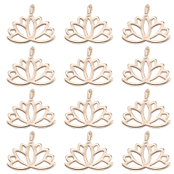 Настоящее золото 18K Латунь прелести, цветок лотоса, без никеля , реальный 18 k позолоченный, 10.5x12.5x1 мм, отверстие : 1.8 мм, 20 шт / коробка