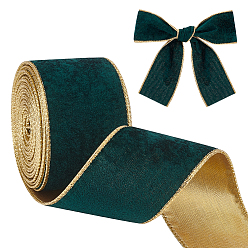 Dark Green 10 Yards Single Face Velvet Wired Ribbons, for Bowknot Making, Gift Wrapping, Party Decoration, Dark Green, 2-1/2 inch(63mm), about 10.00 Yards(9.14m)/Roll
