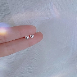 Сердце Сплав серьги для женщин, с 925 стерлинговым серебром, сердце, 14.5 мм