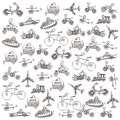 Antique Silver Tibetan Style Alloy Pendants, Antique Silver, 123pcs/box
