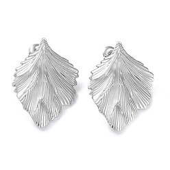 Нержавеющая Сталь Цвет Не тускнеют 304 серьги-гвоздики из нержавеющей стали, лист, цвет нержавеющей стали, 35x24 мм