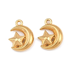Луна 201 подвески из нержавеющей стали, золотые, Луна и звезды, 15x11.5x4 мм, отверстие : 1.5 мм