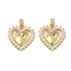 Human Латунные микро проложить кубического циркония подвески, сердце прелести, стойки покрытие, долговечный, без кадмия и без свинца, золотые, человек, 21x20x4 мм, отверстие : 3x2 мм