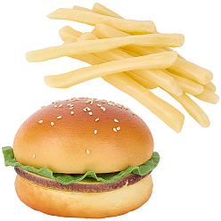 Color mezclado 12 Piezas de imitación de comida de PVC: papas fritas y 1 Piezas de imitación de hamburguesa de cuero sintético, accesorios de decoración para juegos de simulación, color mezclado, 65.5~97.5x8.5x5.5 mm