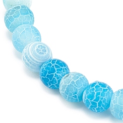 Deep Sky Blue Natural Weathered Agate(Dyed) Round Beaded Stretch Bracelet, Gemstone Jewelry for Women, Deep Sky Blue, Inner Diameter: 2-1/4 inch(5.7cm), Beads: 6mm