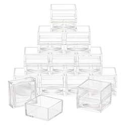 Clear Transparent Plastic Bead Containers, with Hinged Lids, Flip Cover, Commemorative Coin Protection Box, Square, Clear, 2.6x2.6x2.3cm, Inner Size: 2.3x2.3mcm