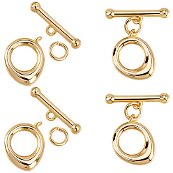Настоящее золото 18K 10комплекты латунных застежек-тоглов, без кадмия, без никеля и без свинца, слеза, реальный 18 k позолоченный, каплевидные застежки: 14x11x2.5мм, отверстие : 6 мм, застежки: 4x16x2.5мм