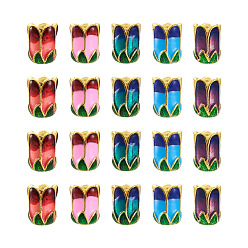 (52) Непрозрачная лаванда 20шт 5 цвета сплава колпачки для бусин, с эмалью, 5-лепесток, разноцветные, 11x8 мм, отверстие : 2 мм, 4 шт / цвет