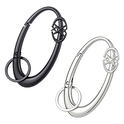 (52) Непрозрачная лаванда 2шт 2 цвета сплава пружинные затворные кольца, разноцветные, 94x50x8.5 мм, 1 шт / цвет