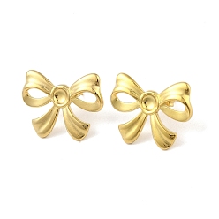 Real 18K Gold Plated Ion Plating(IP) 304 Stainless Steel Stud Earrings for Women, Bowknot, Real 18K Gold Plated, 20x28mm